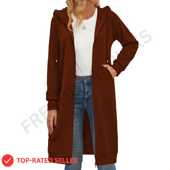 Oversized Zip Up Hoodie Fleece Tunic Sweatshirt Y2K Chic Casual Long Sleeve